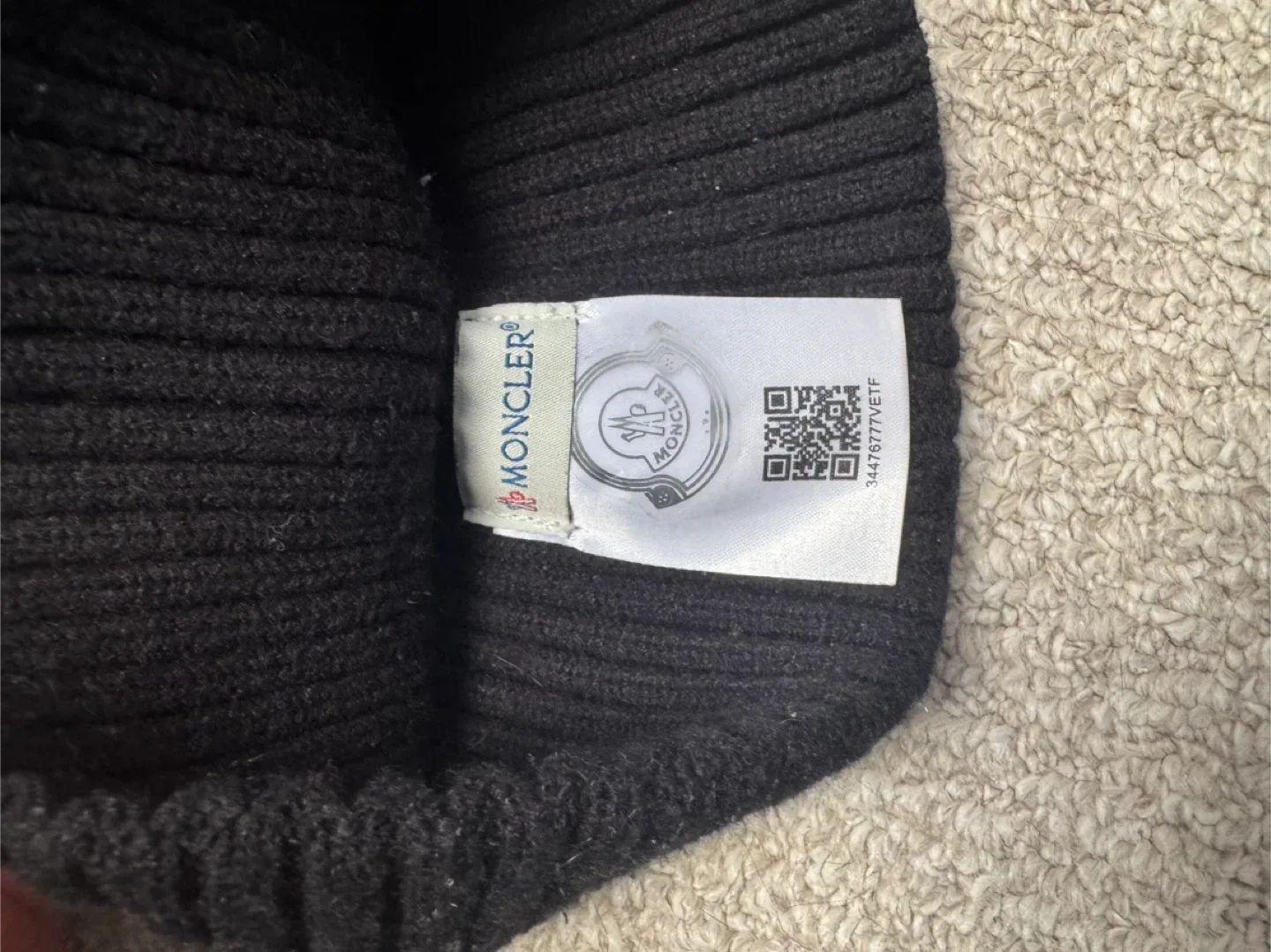 Moncler Black Knit Beanie rep image indicator(2)