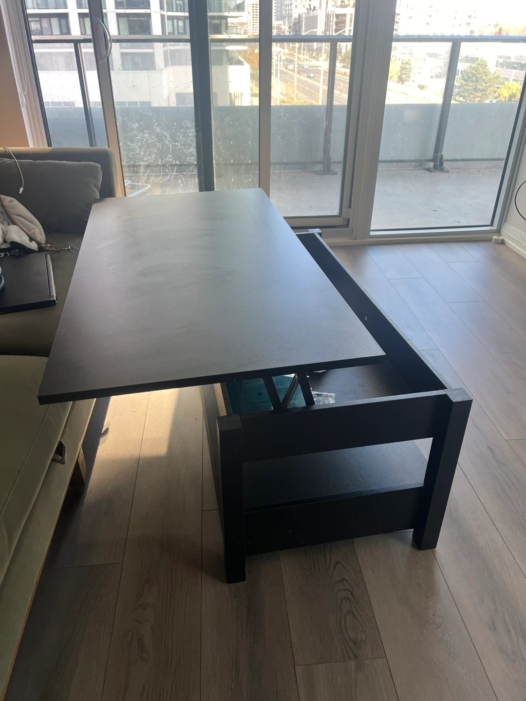 Black Lift Top Coffee Table with Storage. Moving sale
