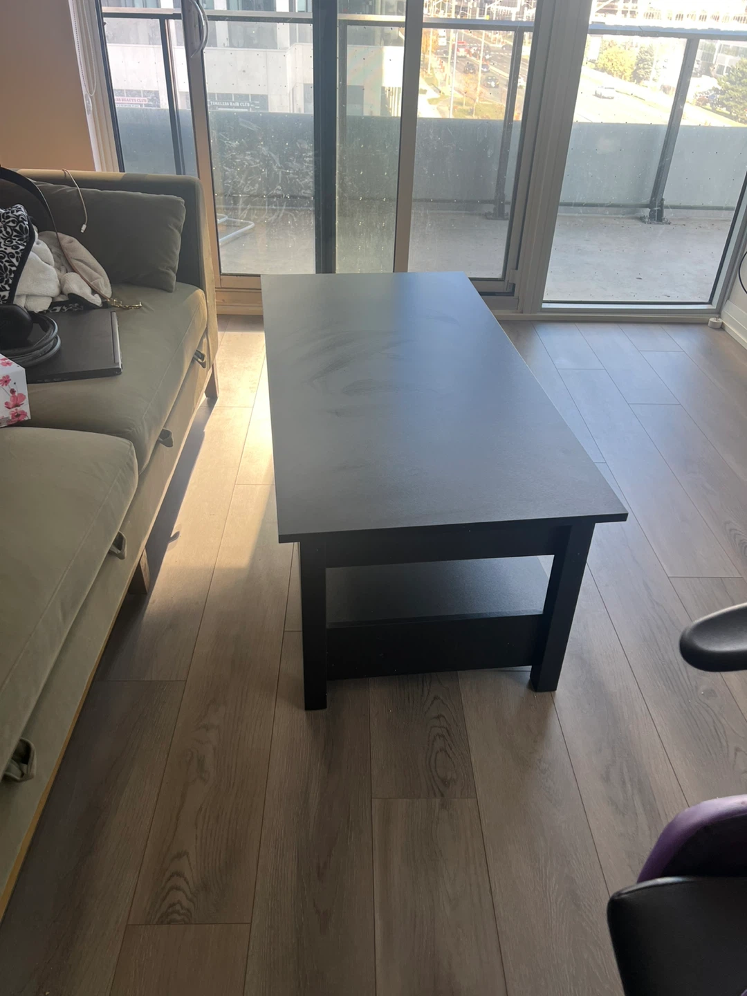 Black Lift Top Coffee Table with Storage. Moving sale - photo 2