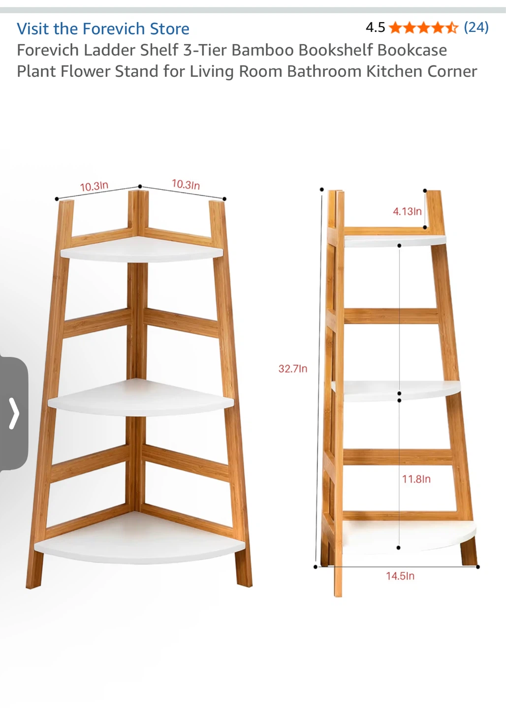🌿 Set of 2 — Forevich 3-Tier Bamboo Corner Shelf - photo 3