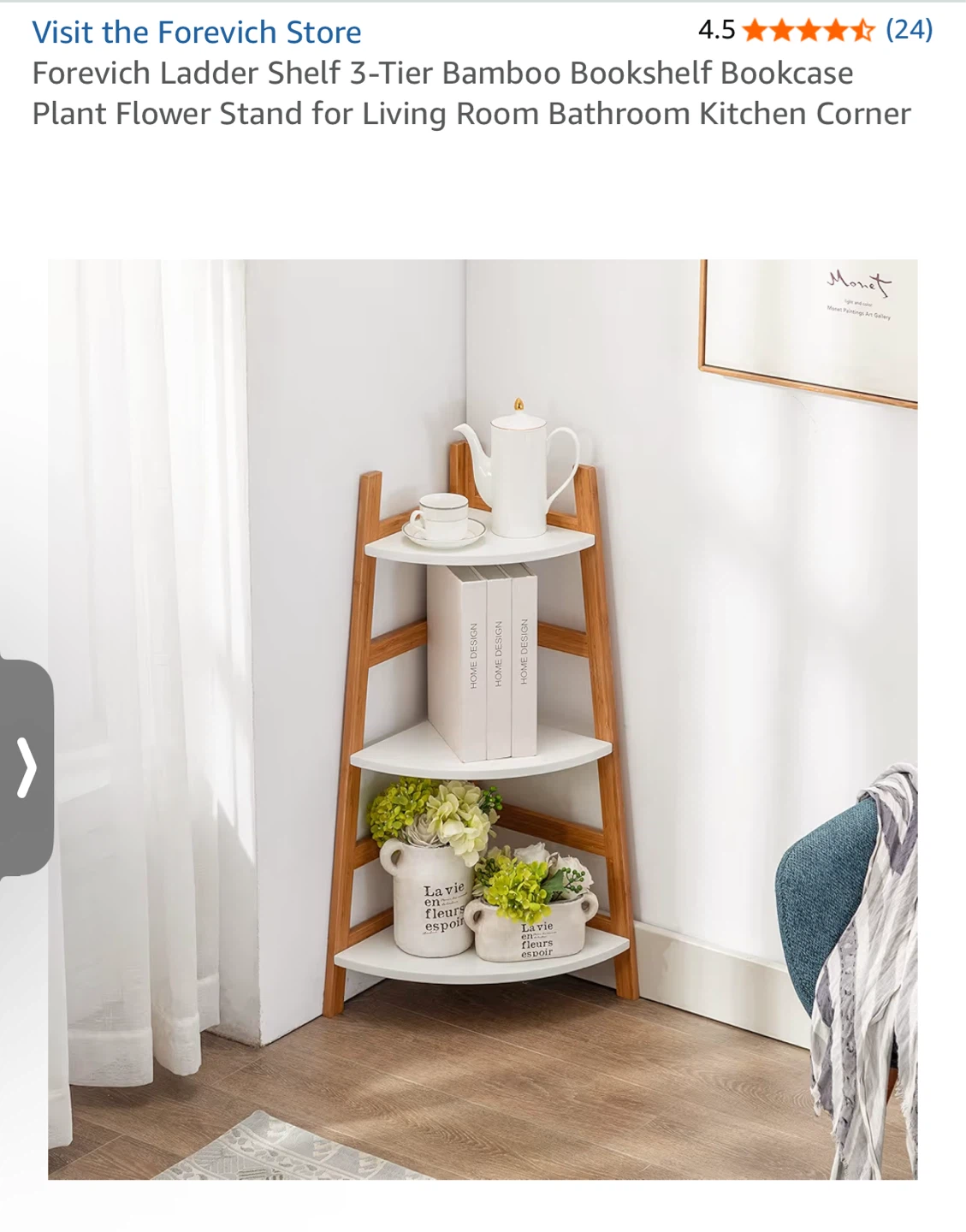 🌿 Set of 2 — Forevich 3-Tier Bamboo Corner Shelf - photo 4