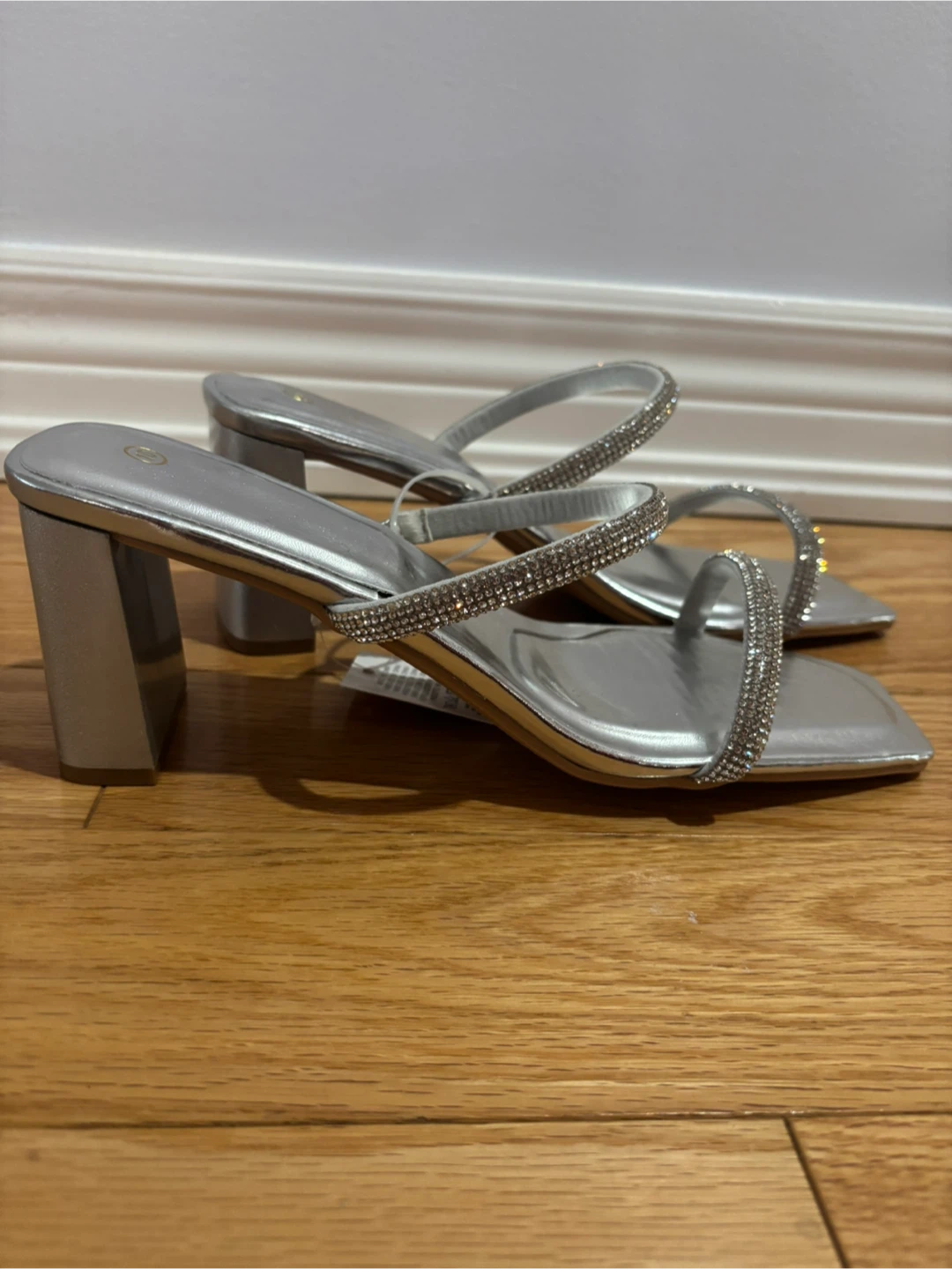 Silver Rhinestone Heeled Sandals - Size 10 - photo 2