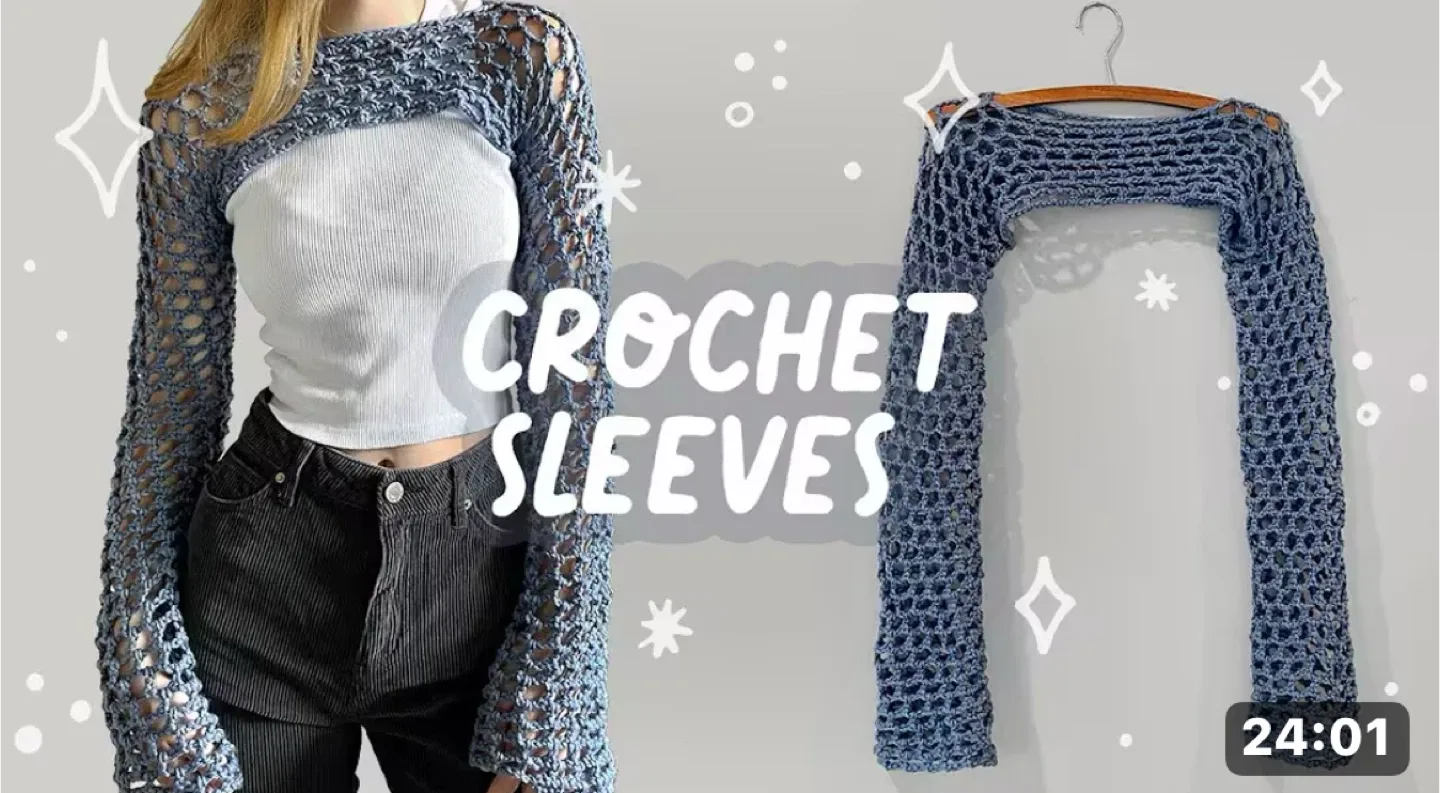 Crochet Sleeves - Blue image indicator(2)