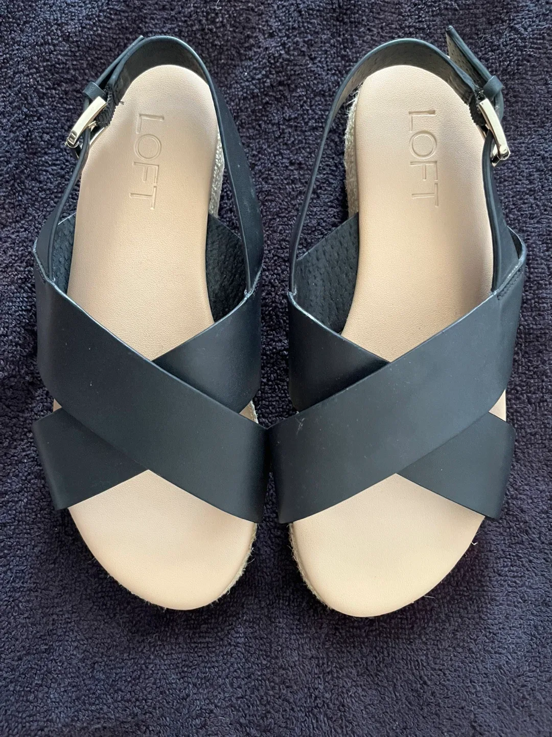 LOFT Black Criss Cross Sandals image indicator(5)