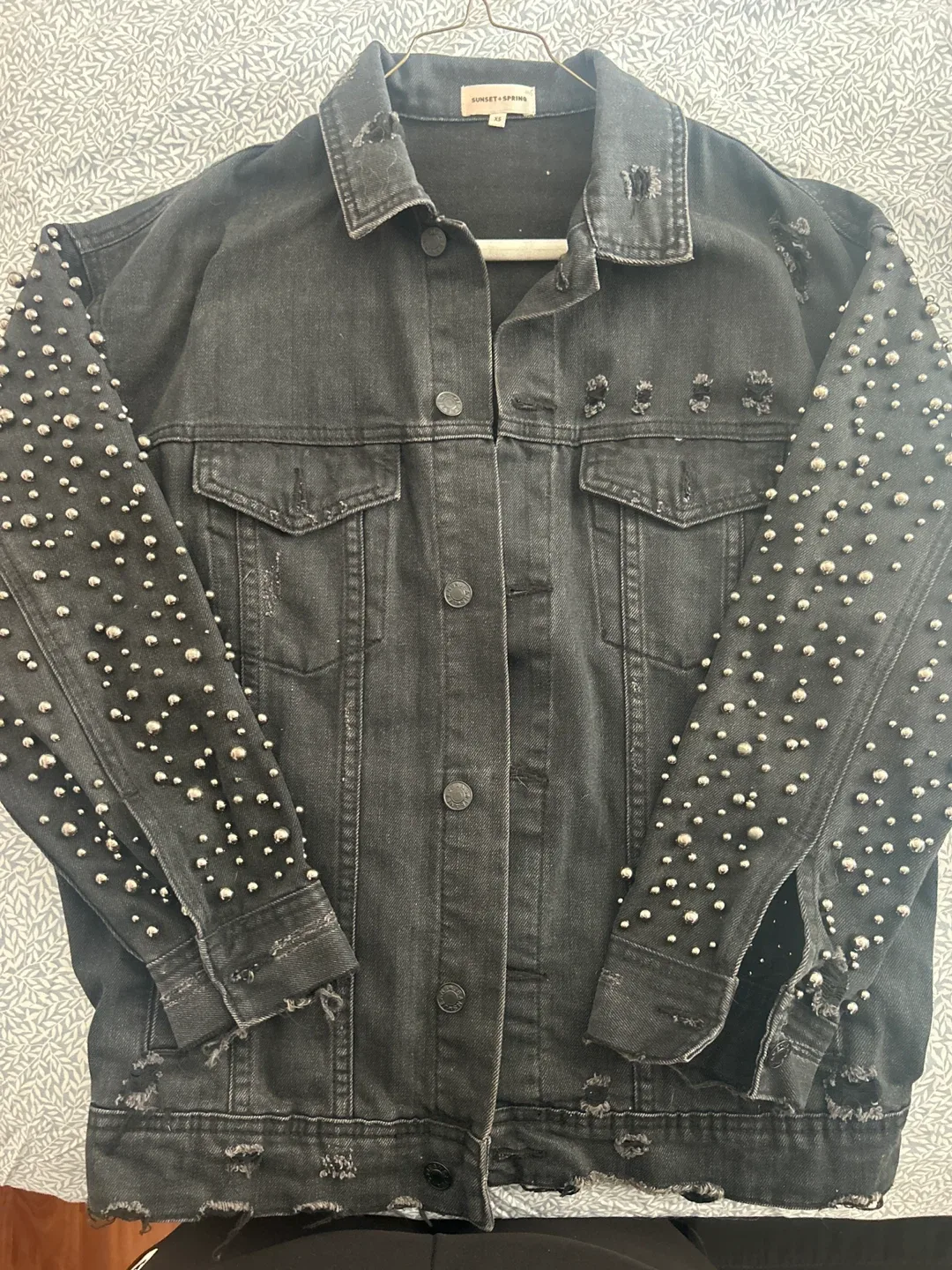 Sunset + Spring Studded Denim Jacket - Size XS thumbnail