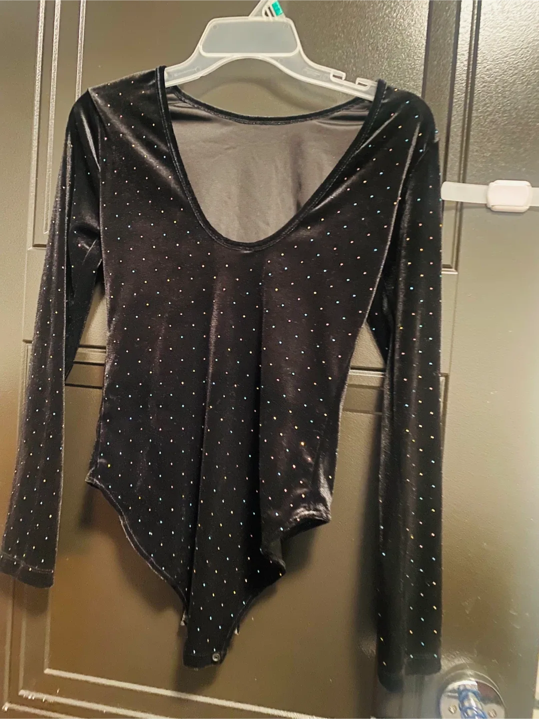 Zara Black Velvet Bodysuit Size 13-14 image indicator(2)