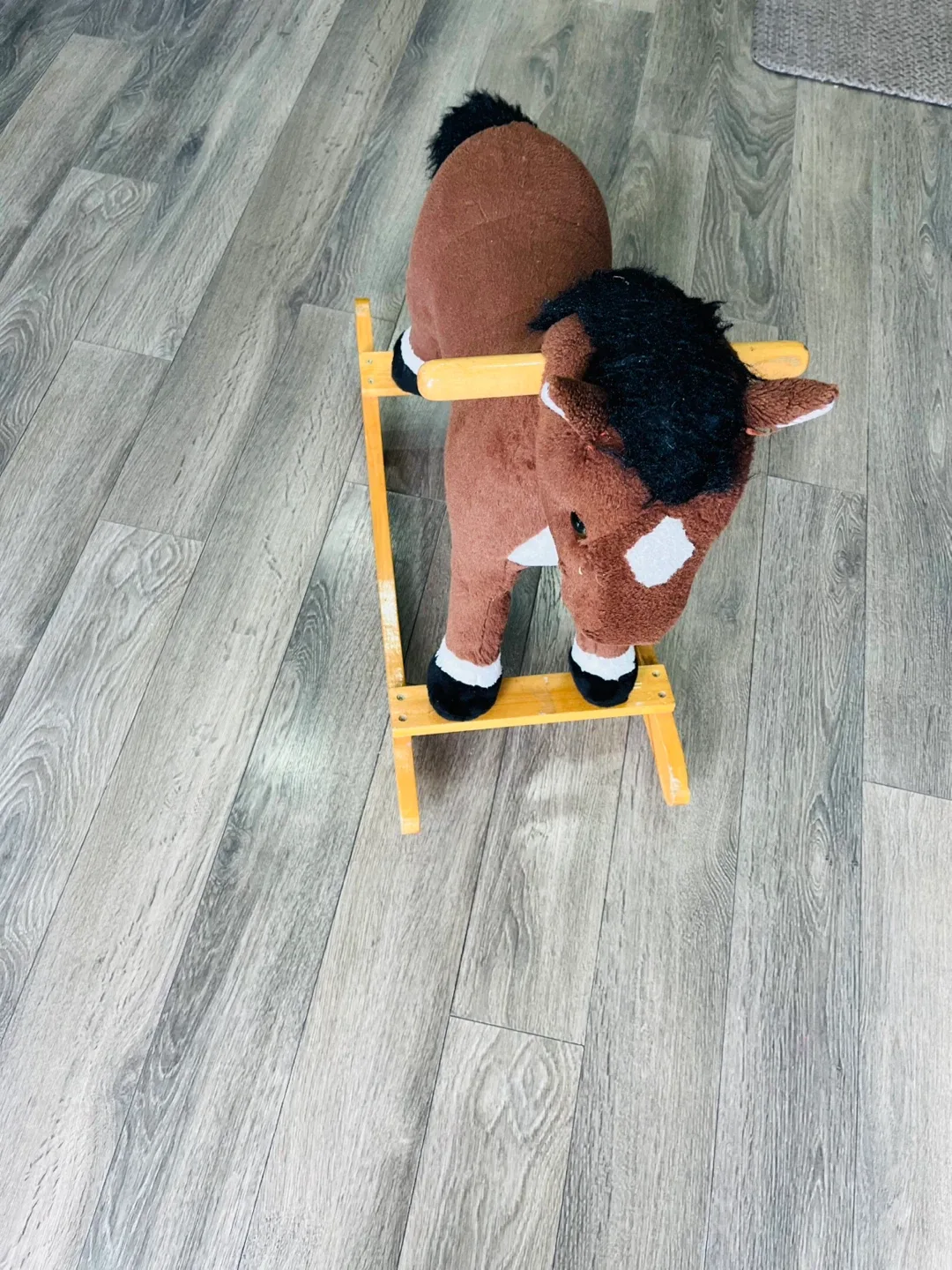 Kids Brown Plush Rocking Horse image indicator(2)