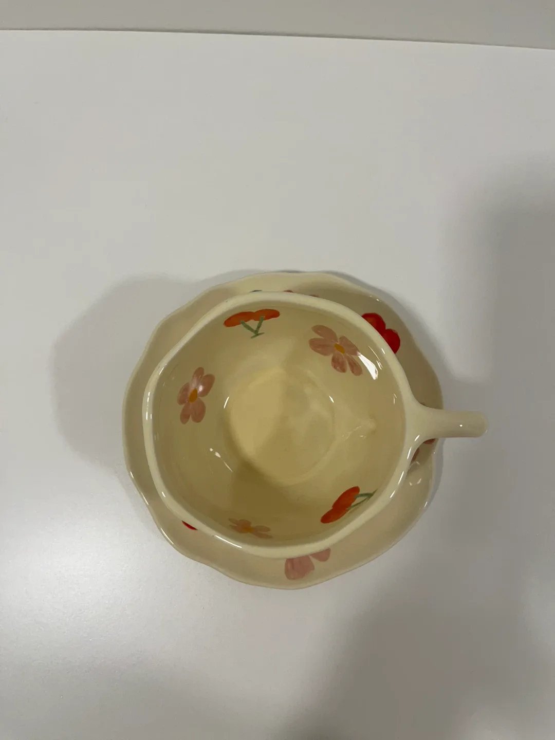 Tea cup & saucer: Cherry and floral hand painted image indicator(3)