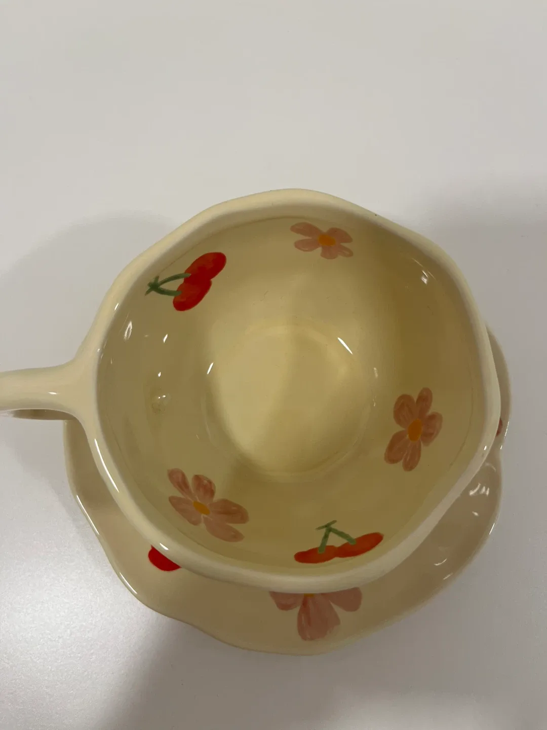 Tea cup & saucer: Cherry and floral hand painted image indicator(7)