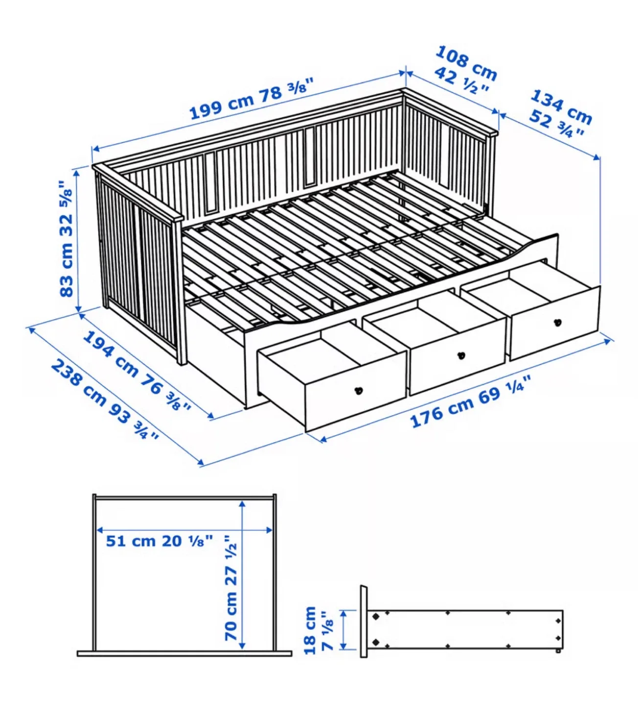 IKEA Twin Hemnes Daybed Frame - White image indicator(4)