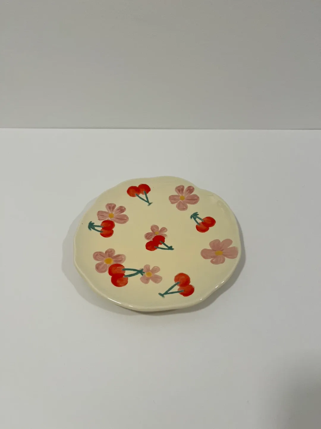 Saucer: Hand-painted Cherry and cherry blossom flowers!