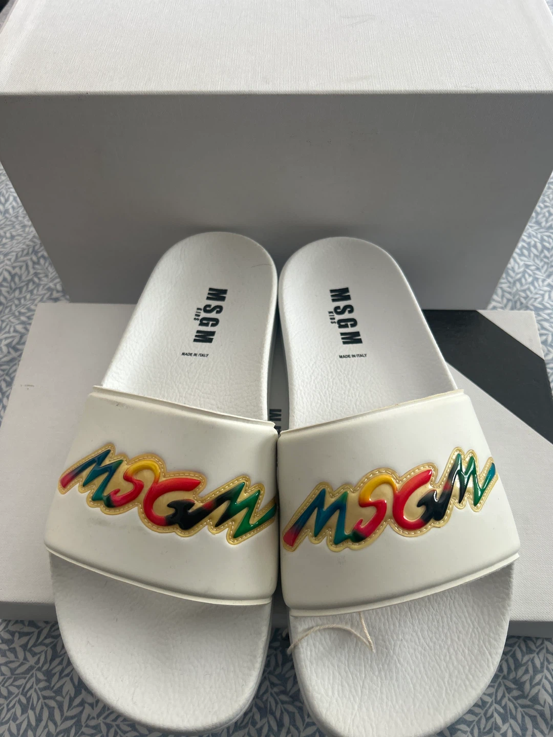 MSGM Kids White Slides - Size Unknown