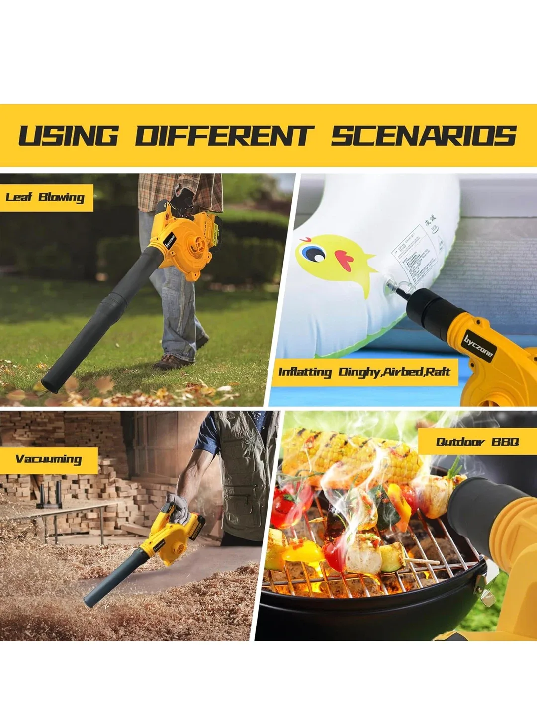 byczone Cordless Leaf Blower for Dewalt 20V Max Battery image indicator(6)