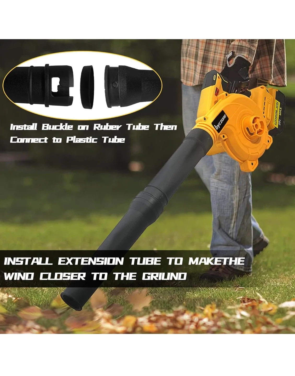 byczone Cordless Leaf Blower for Dewalt 20V Max Battery image indicator(3)