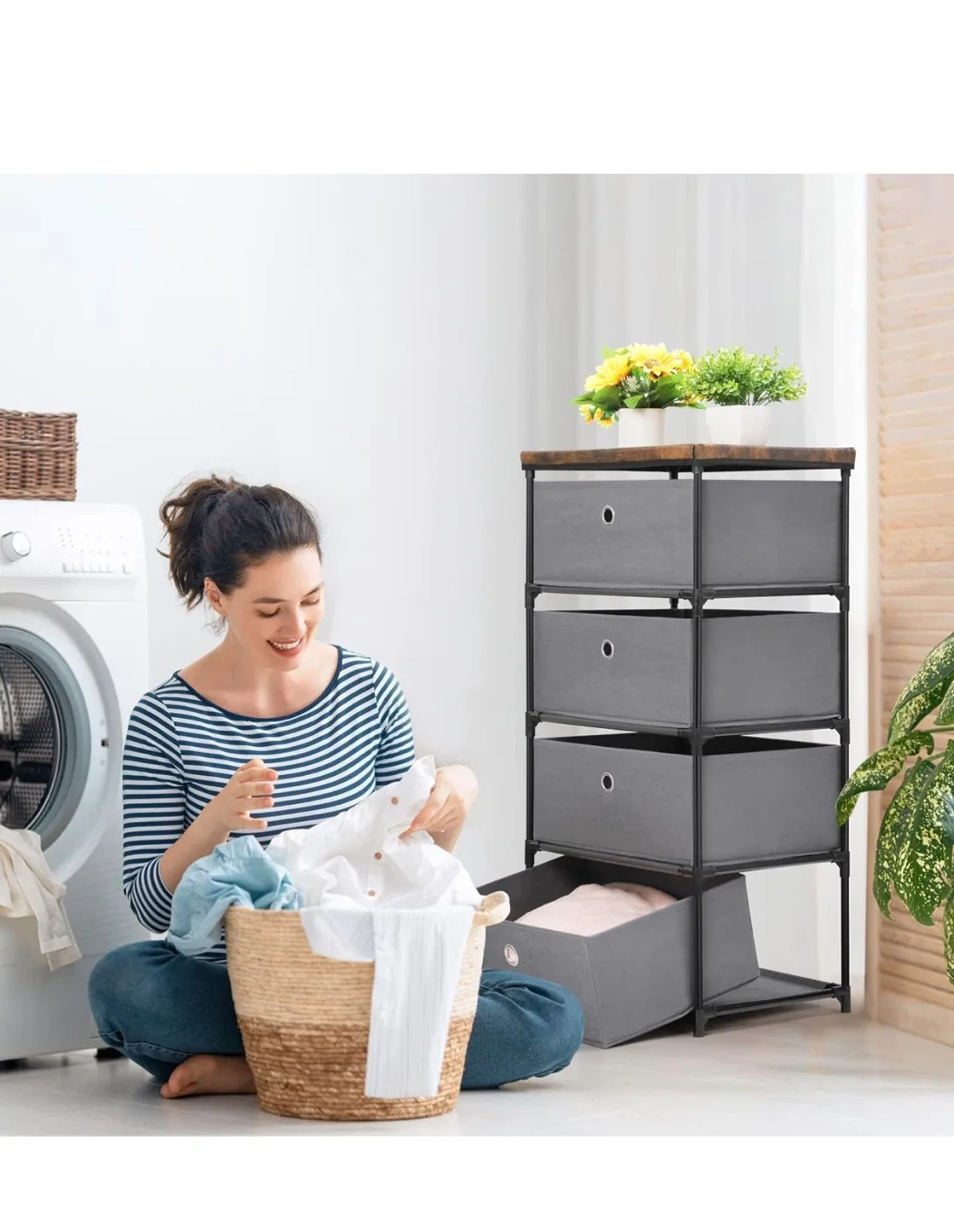 4-Tier Fabric Drawer Dresser Organizer image indicator(6)