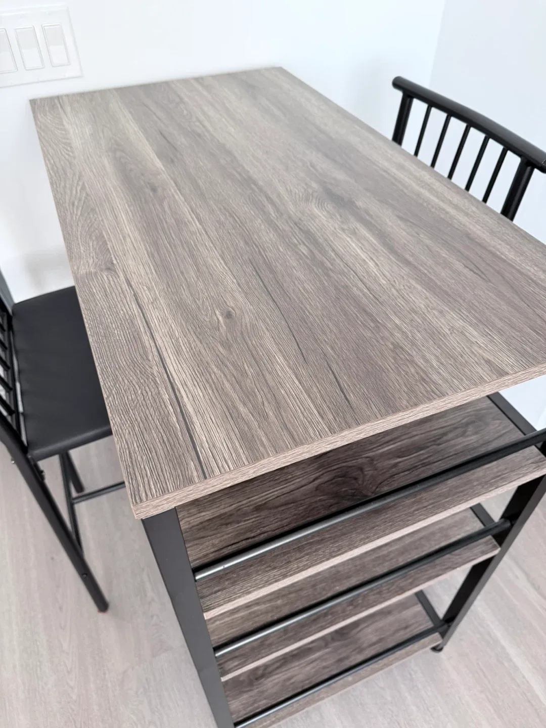 Dining Table Set with 2 Chairs and 3 Storage Shelves - Like New! image indicator(2)