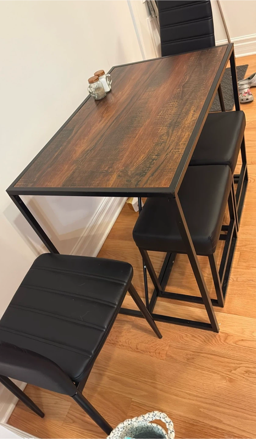 5-Piece Dining Table Set with 2 Chairs & 2 Ottomans - photo 2