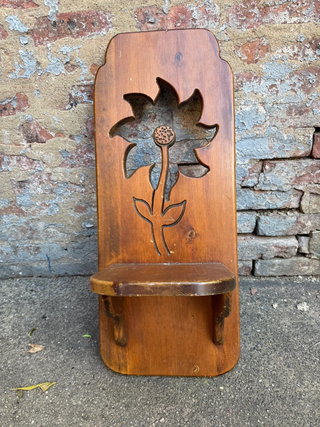 Wooden Flower Wall Shelf