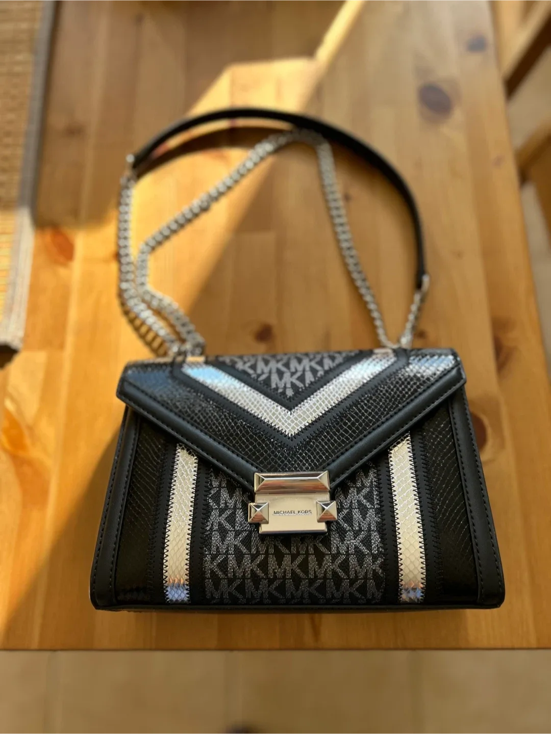 Michael Kors Black & Silver Crossbody Bag thumbnail