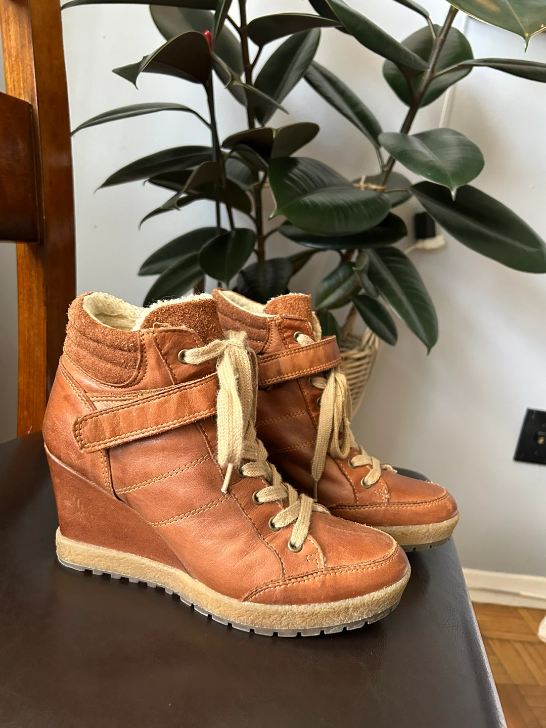 Brown Wedge Heel Sneakers size 7