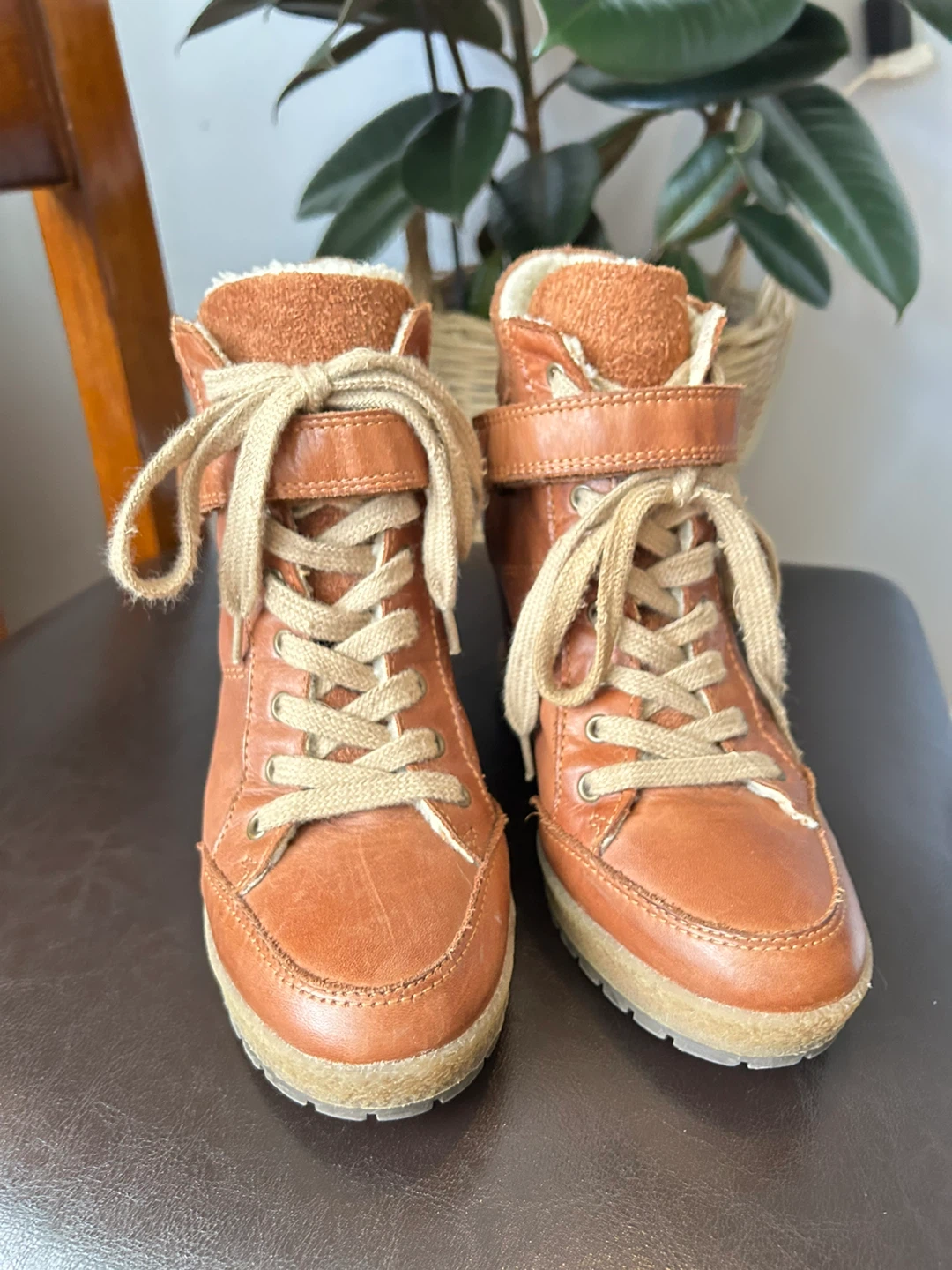 Brown Wedge Heel Sneakers size 7 - photo 3