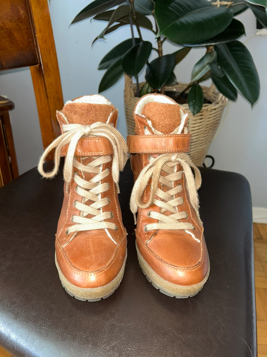 Brown Wedge Heel Sneakers size 7 - photo 2