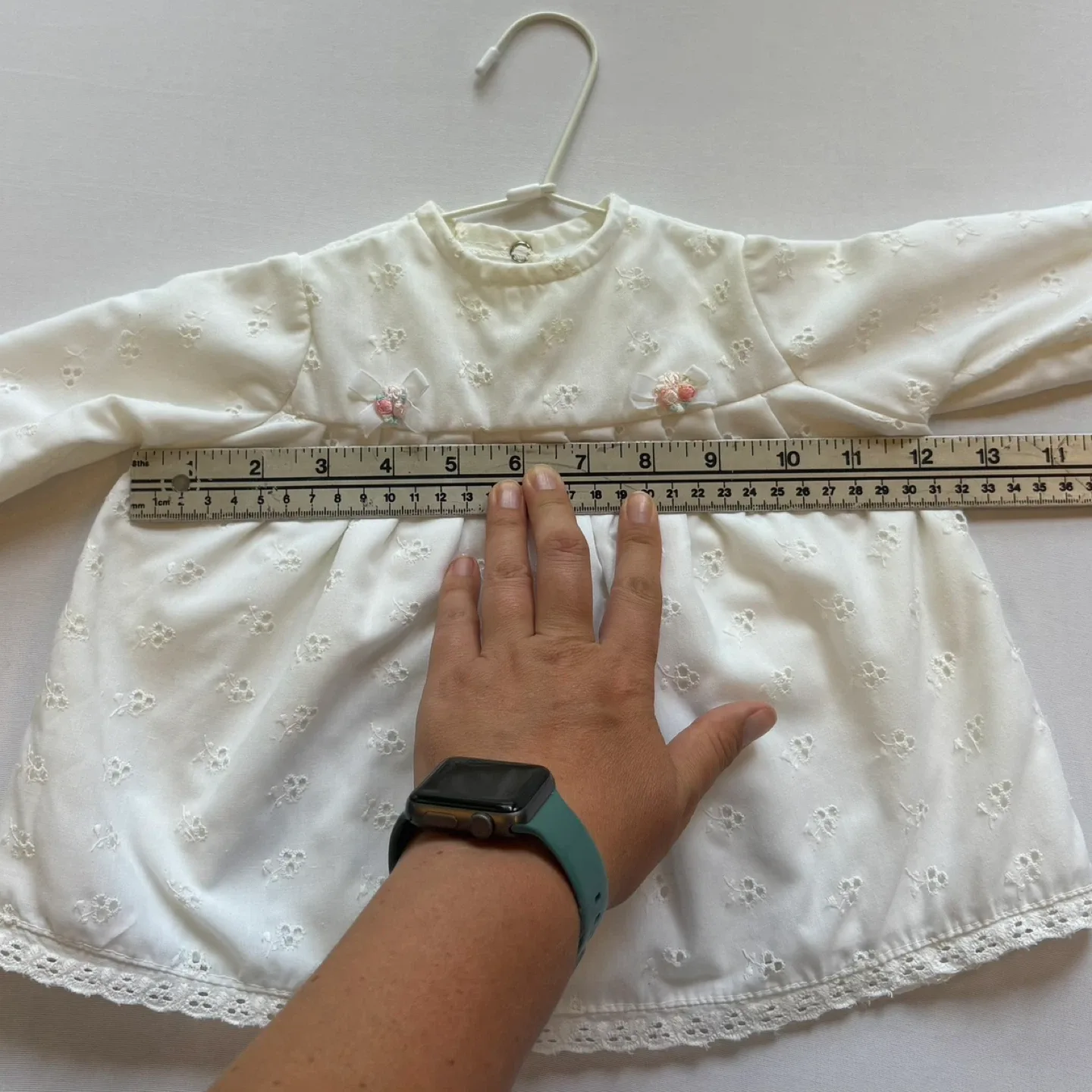 Vintage 1982 Baby Care Eyelet Lace Top Toddler Sz 12-18M Baby image indicator(8)