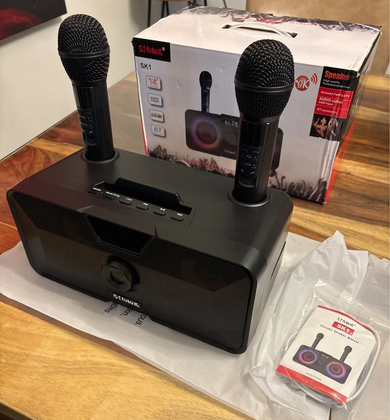 SINWE SK1 Karaoke Speaker with Microphones - Black image indicator(10)