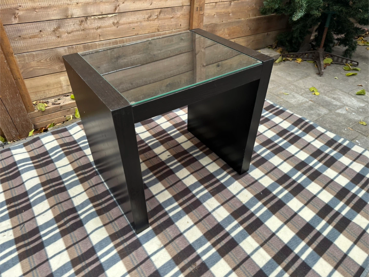 Black Side Table with Glass Top - photo 2