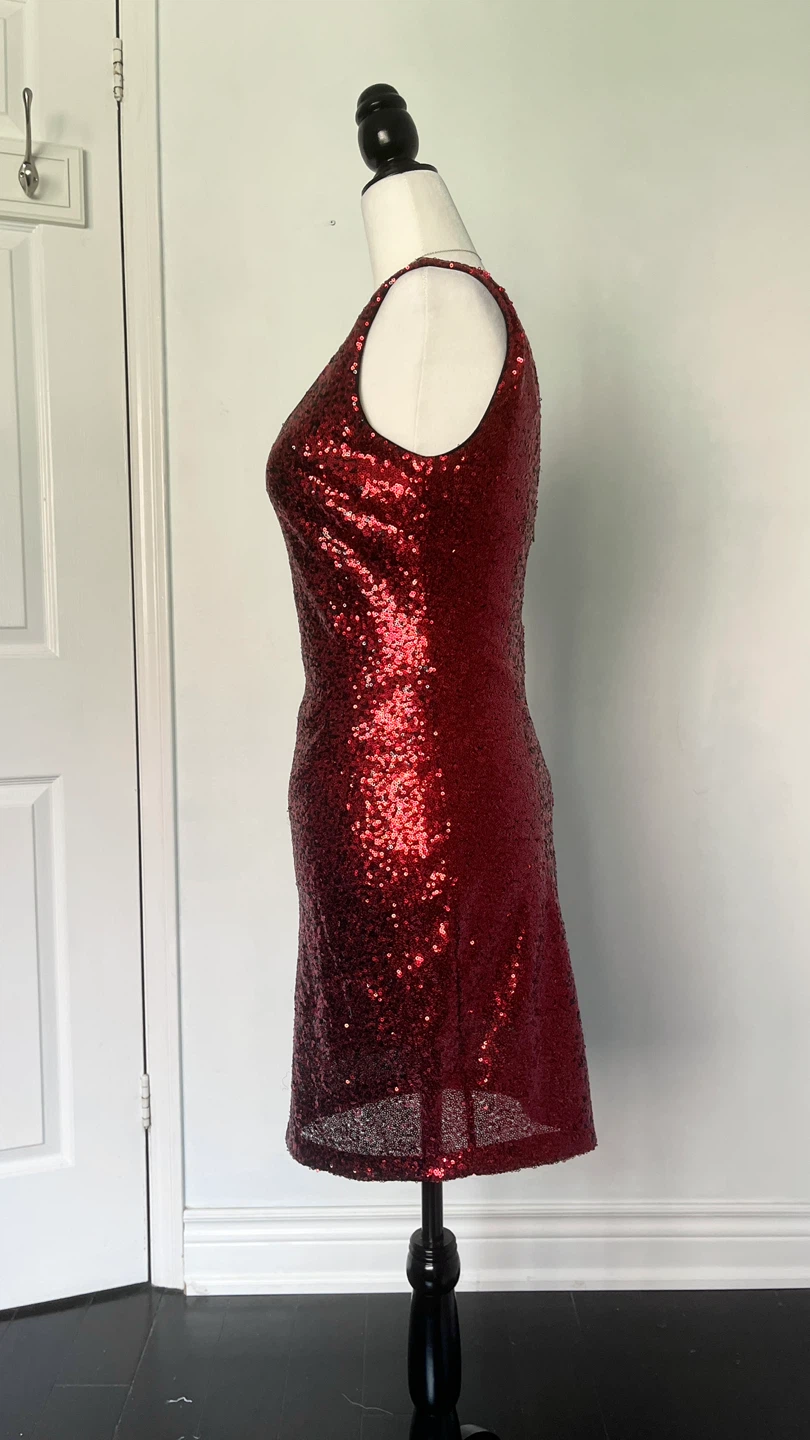 Sequin Sleeveless Dress - Red & Black - photo 4