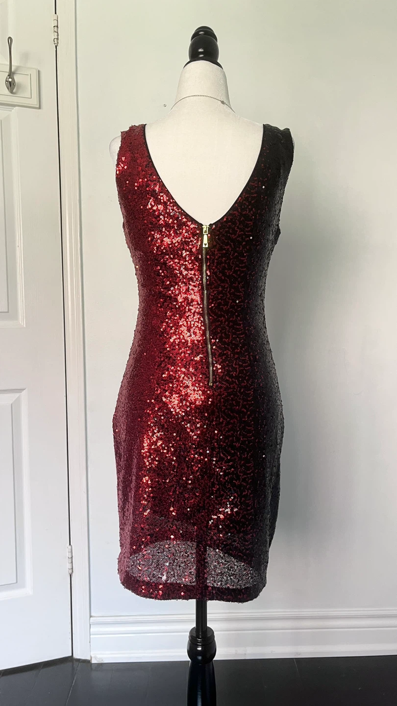 Sequin Sleeveless Dress - Red & Black - photo 5