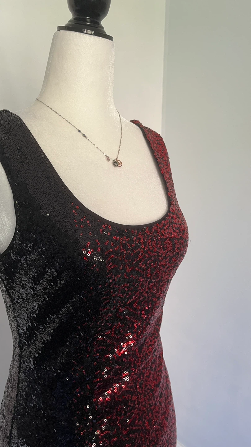 Sequin Sleeveless Dress - Red & Black - photo 2