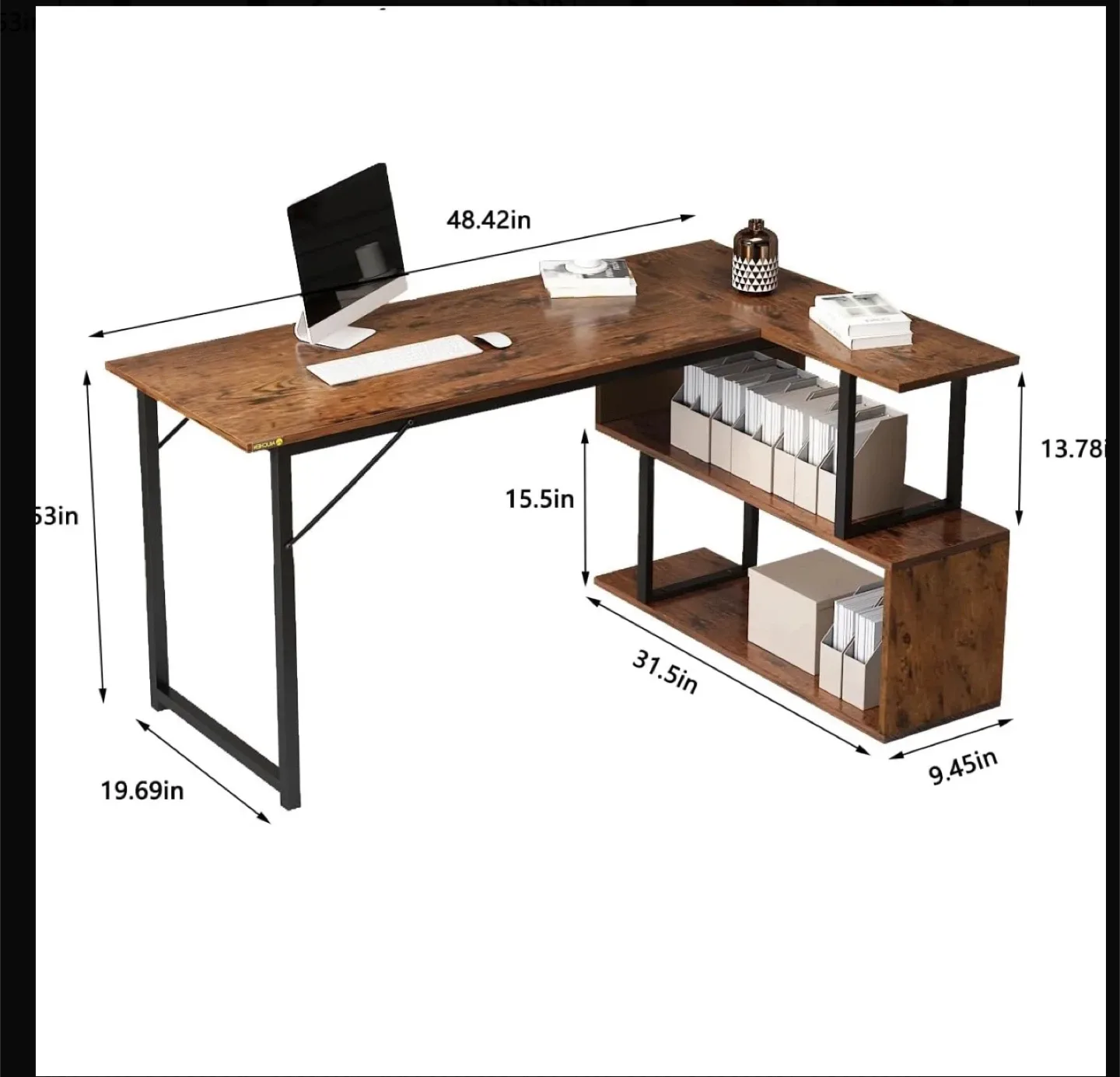 L Shaped Computer Desk with Shelves image indicator(2)
