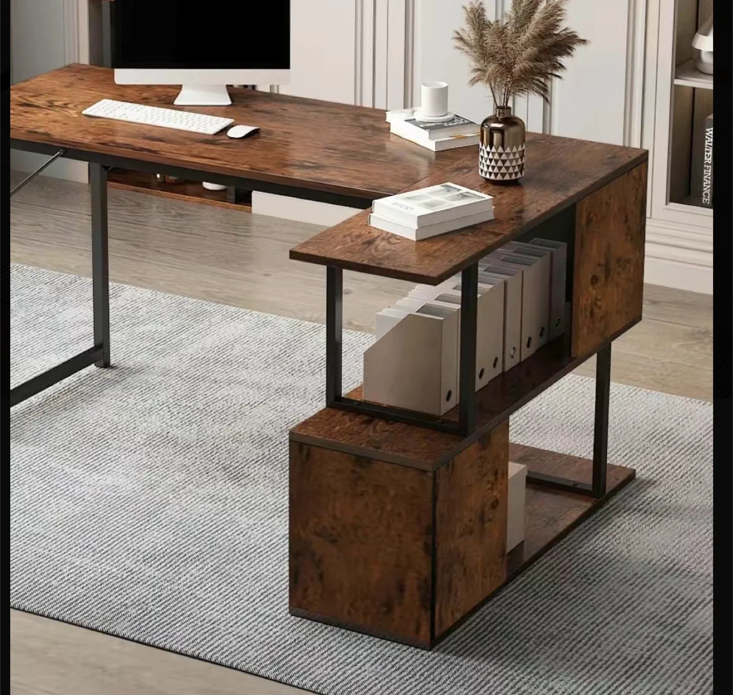 L Shaped Computer Desk with Shelves image indicator(4)