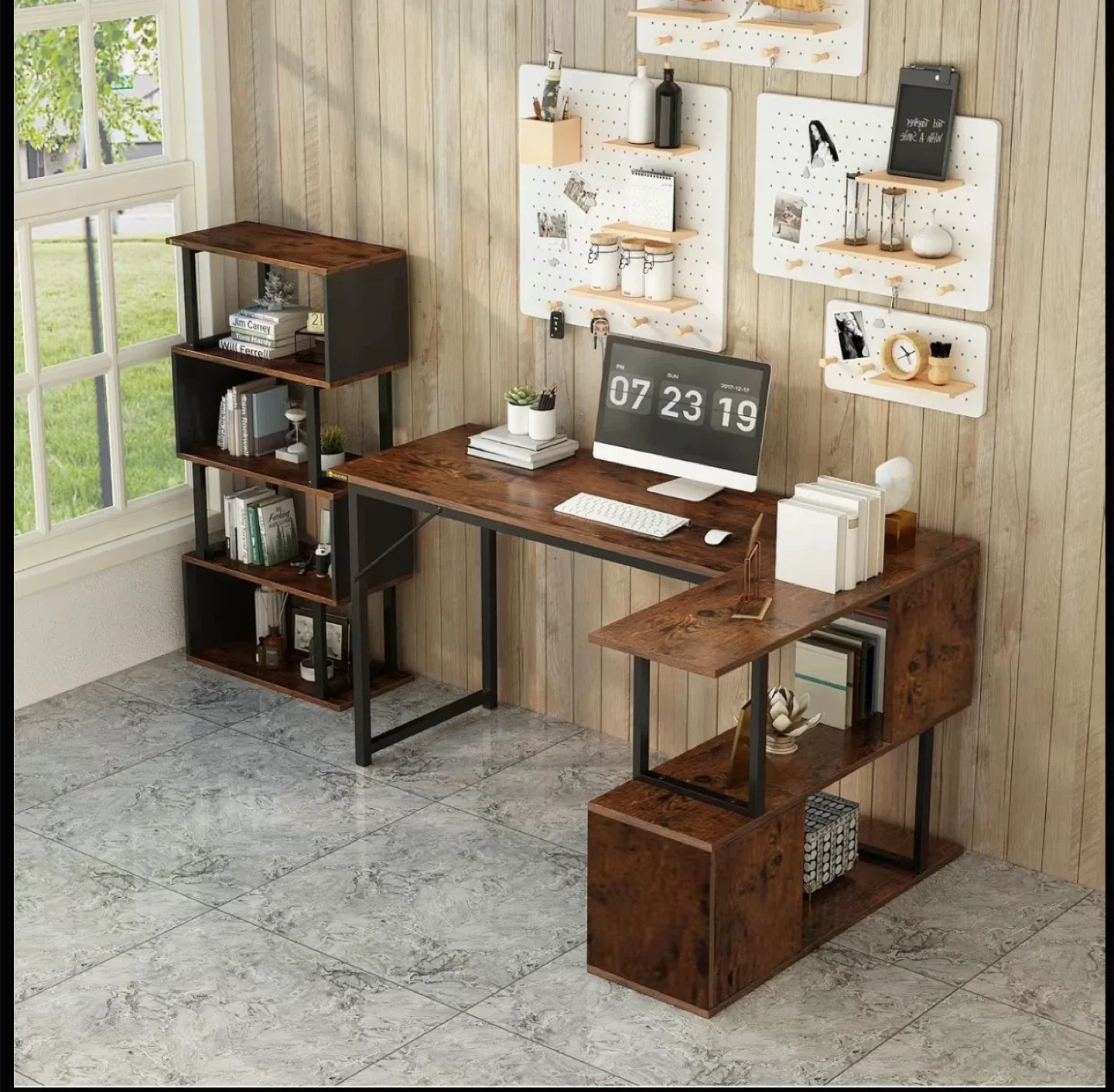 L Shaped Computer Desk with Shelves image indicator(7)