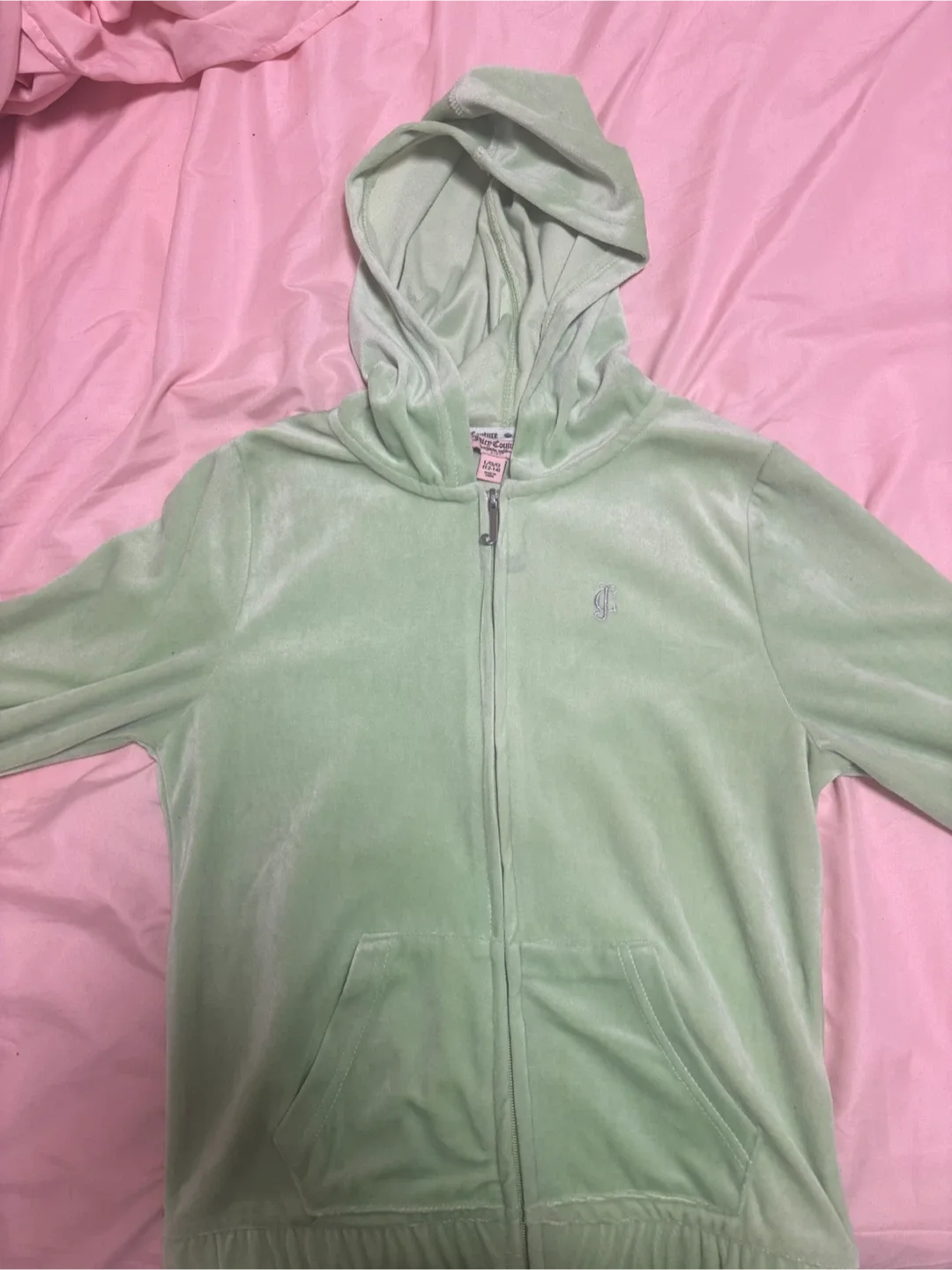 Juicy Couture Velour Hoodie - Size L (12-14) - Green image indicator(2)