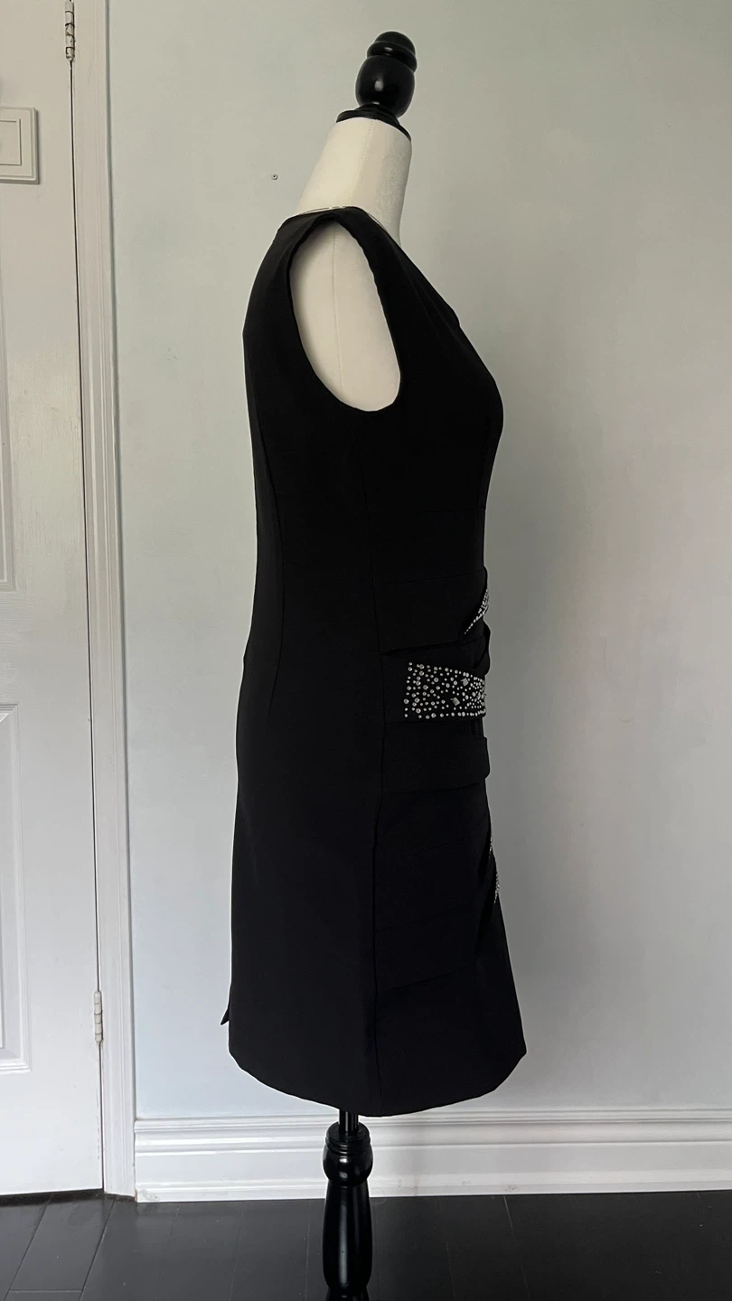 Black Sleeveless Dress with Rhinestone Detail - photo 4