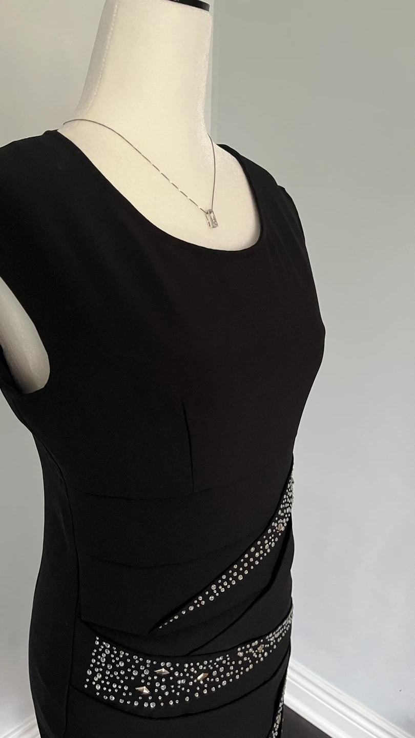 Black Sleeveless Dress with Rhinestone Detail - photo 2