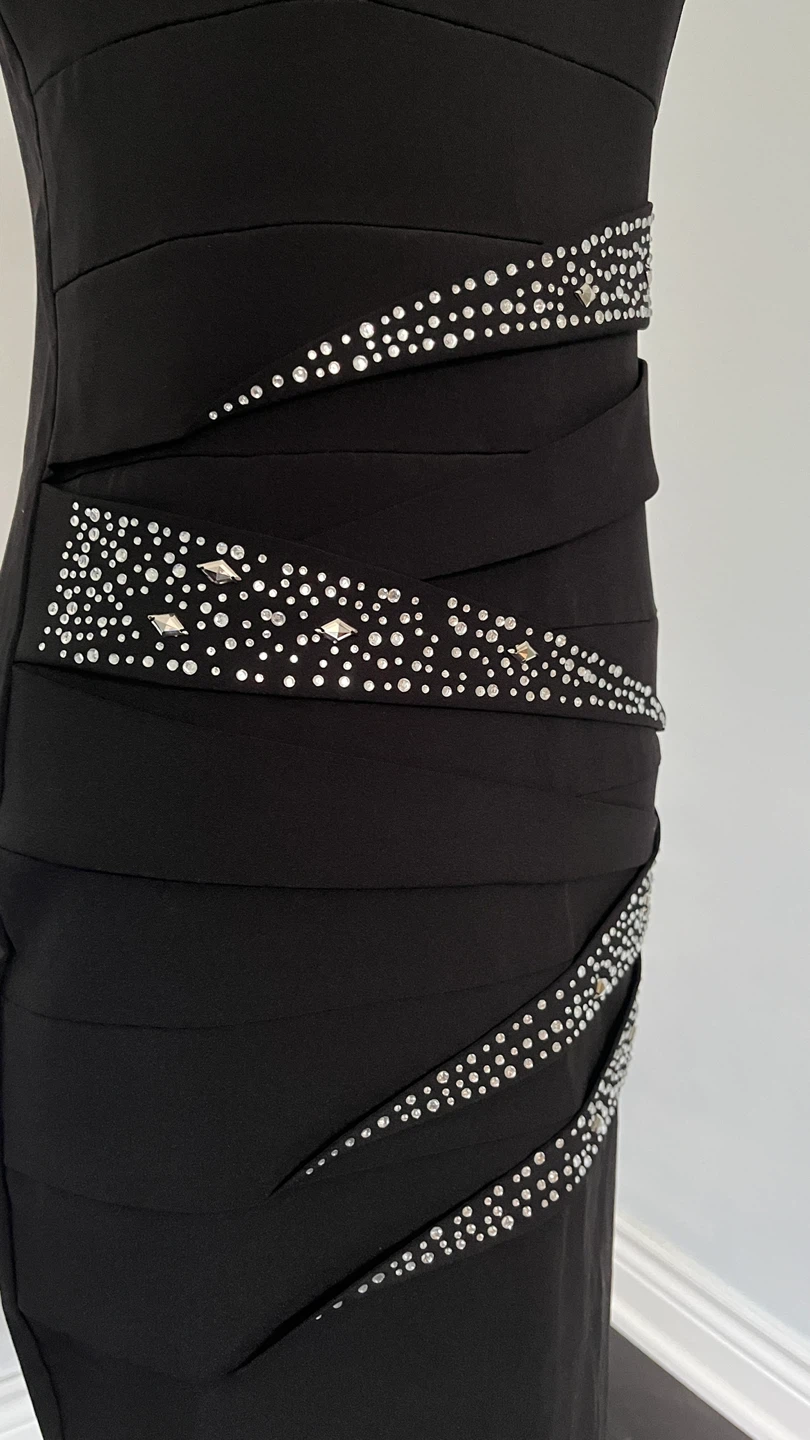 Black Sleeveless Dress with Rhinestone Detail - photo 3