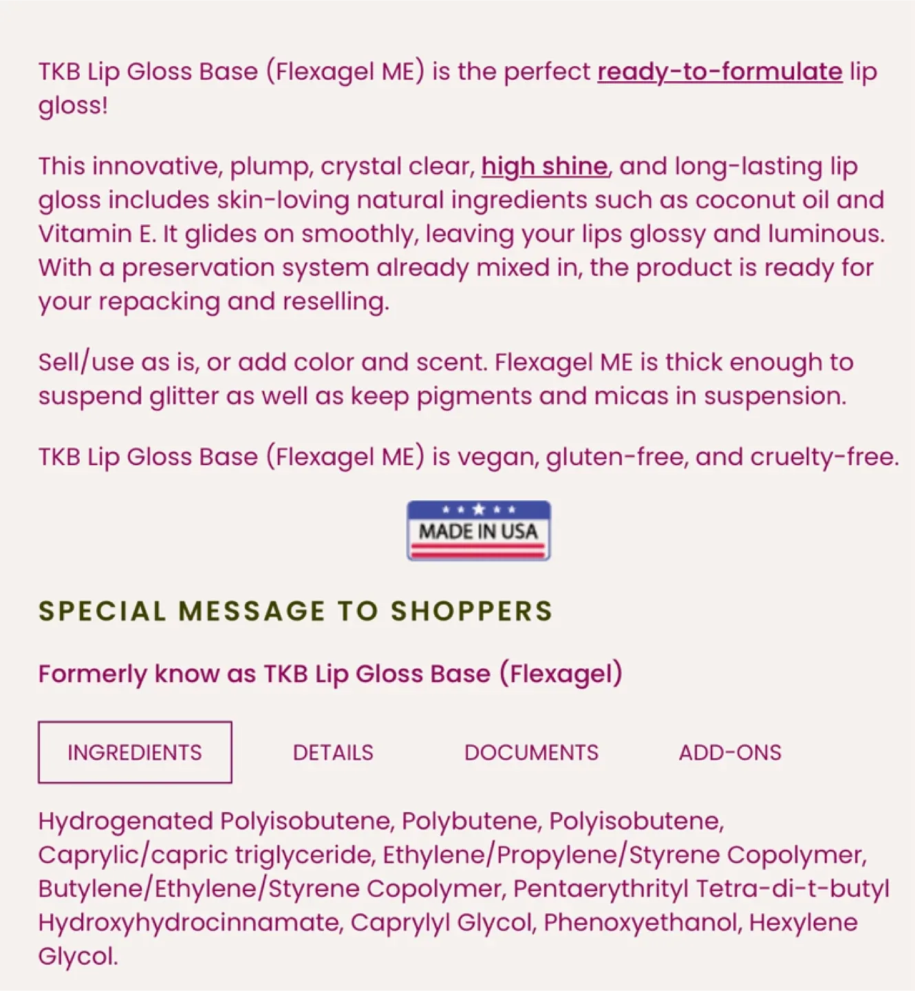 TKB Lip Gloss Base (Flexagel ME) 5.5 oz image indicator(3)