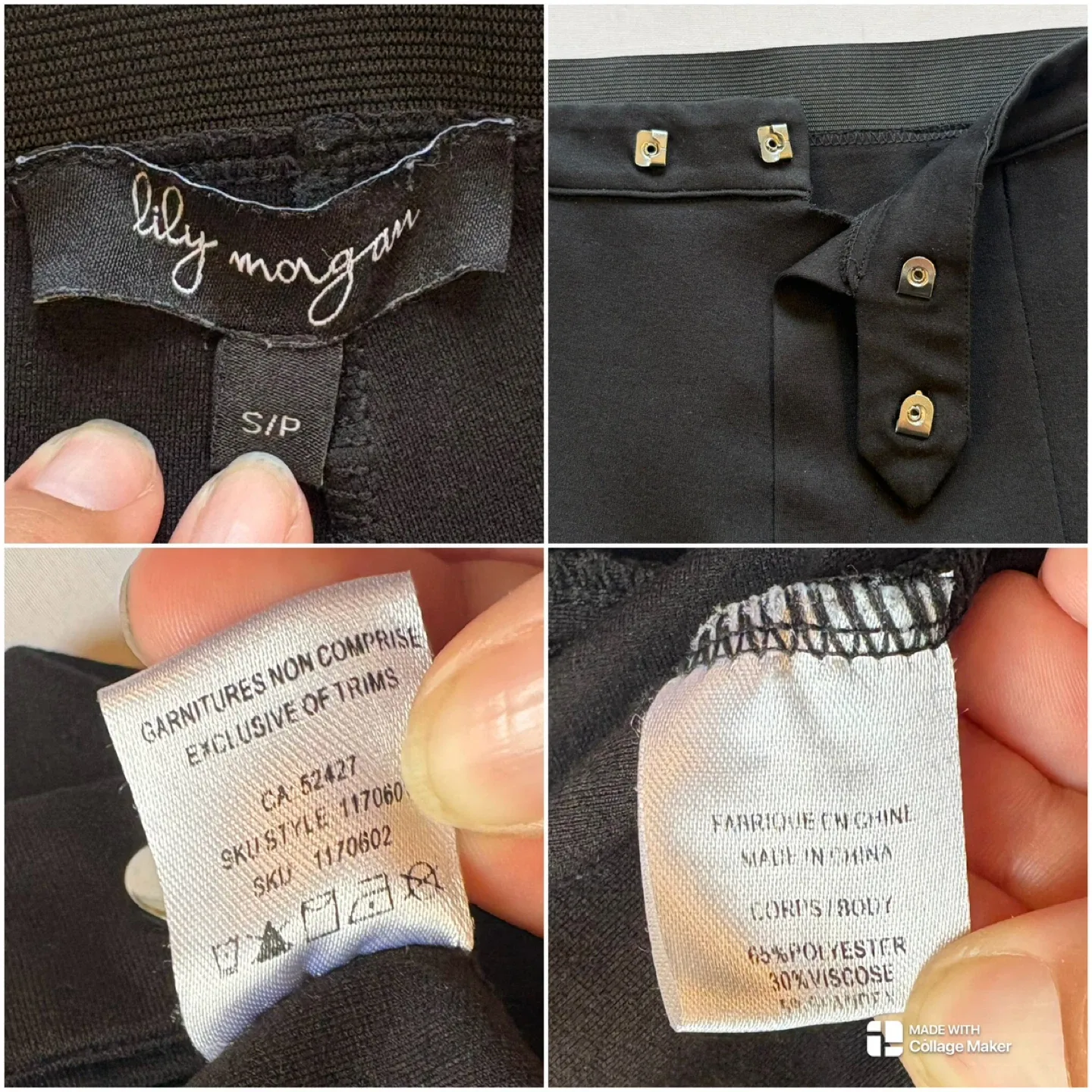 Lily Morgan Black Ponte Skinny Pants Elasticized Waist Size S image indicator(8)