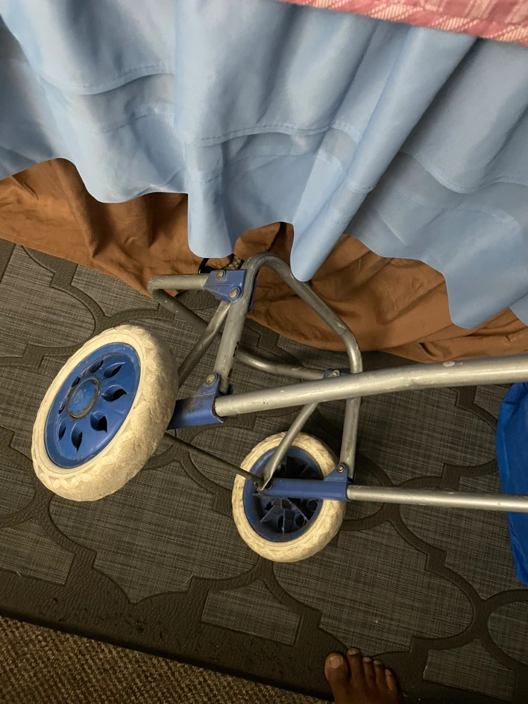 Used Blue Folding Shopping Cart
