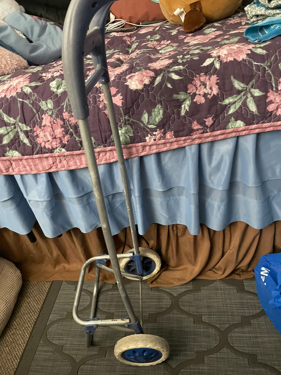Used Blue Folding Shopping Cart - photo 4