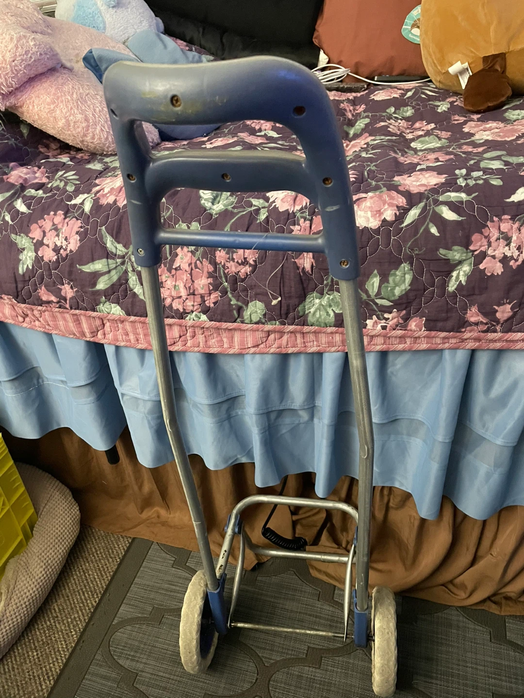 Used Blue Folding Shopping Cart - photo 2