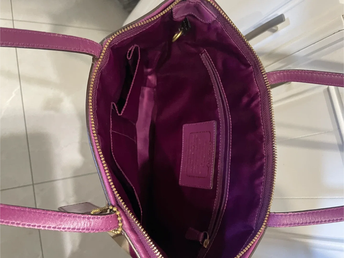 Coach Signature Tote Bag - Brown & Purple image indicator(3)