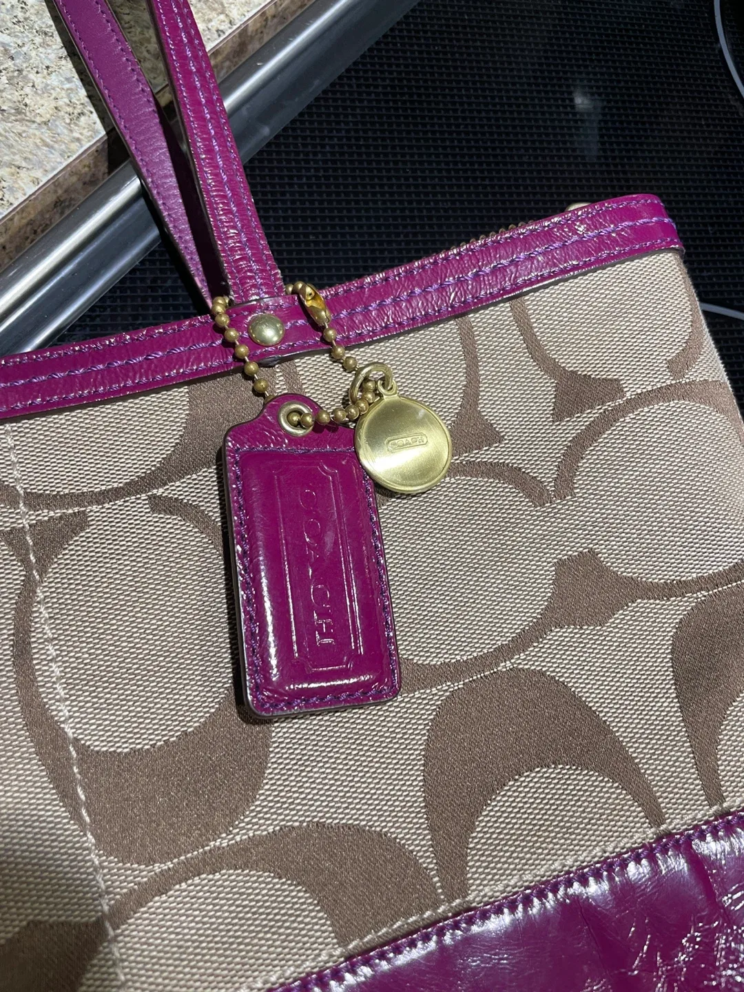 Coach Signature Tote Bag - Brown & Purple image indicator(2)