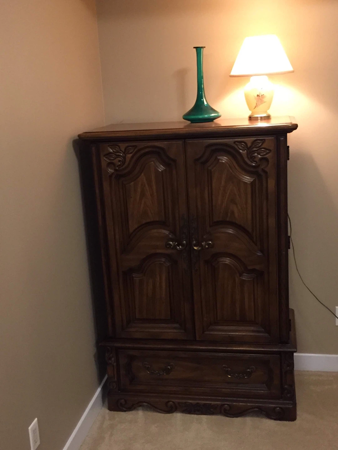 Vintage Dark Wood Armoire
