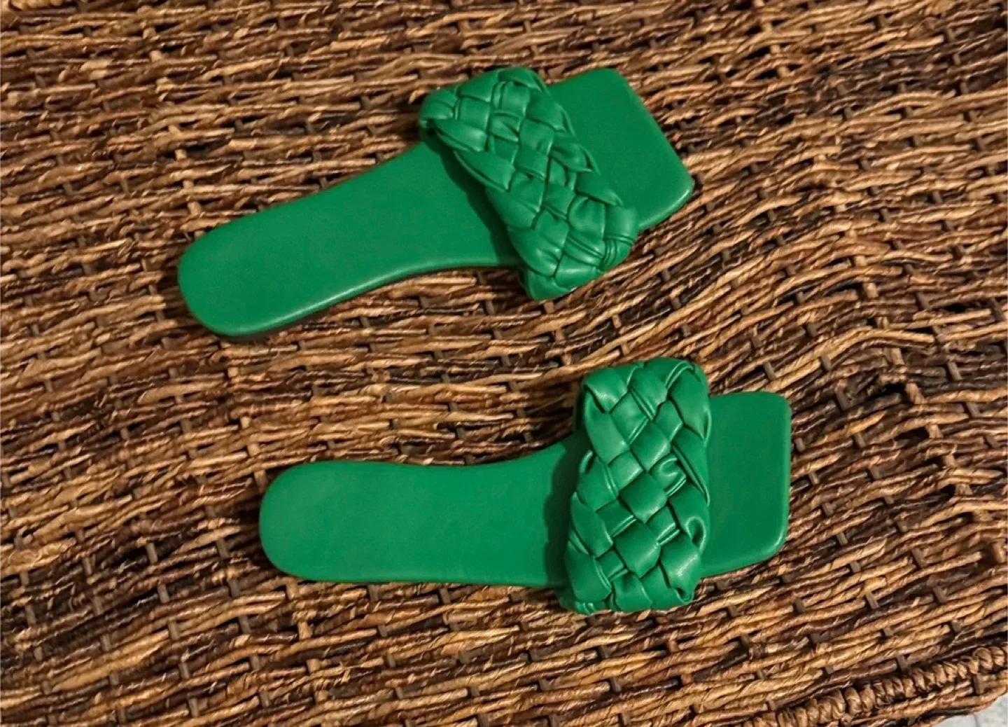 Green Woven Slide Sandals image indicator(2)