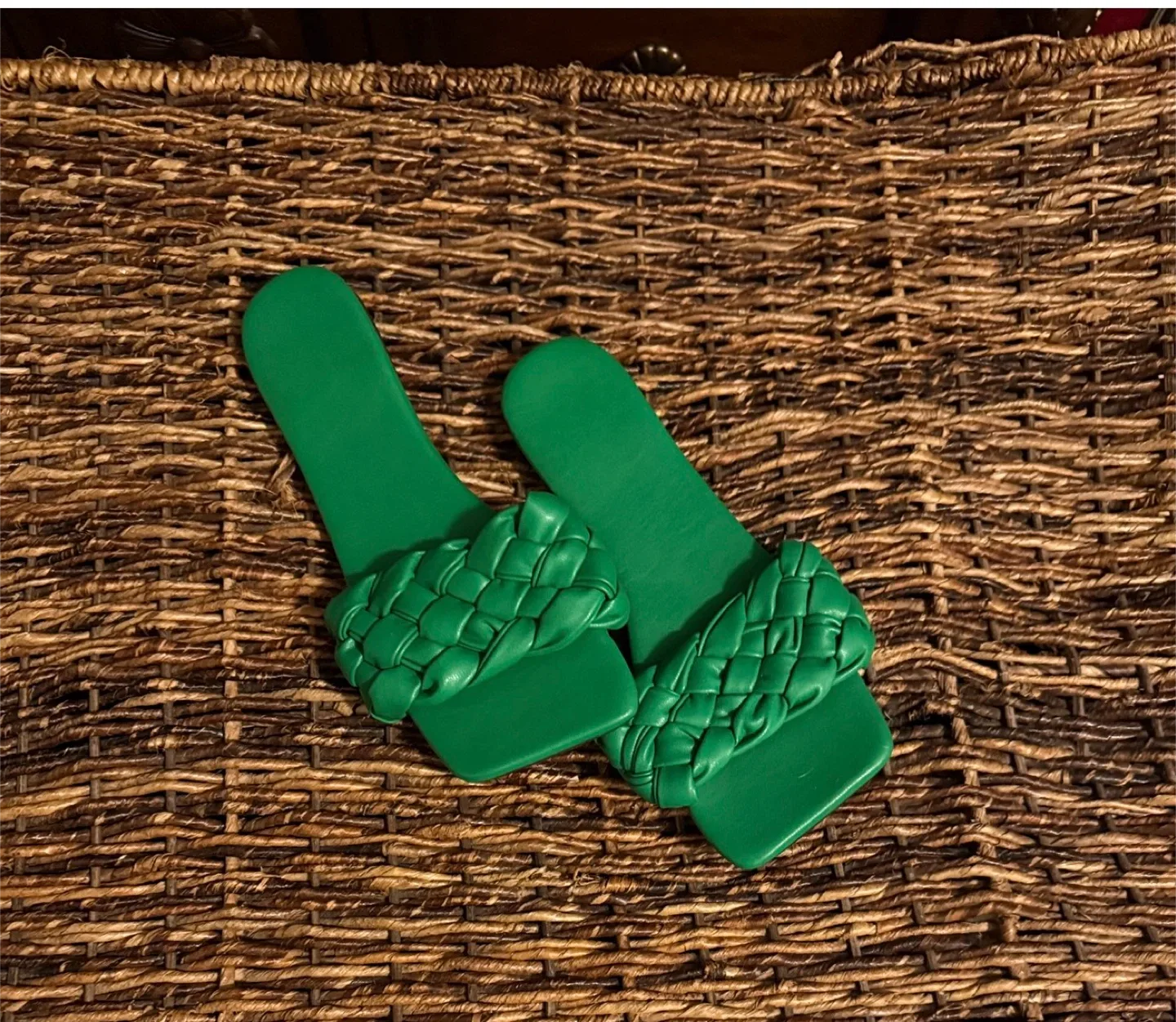 Green Woven Slide Sandals image indicator(3)