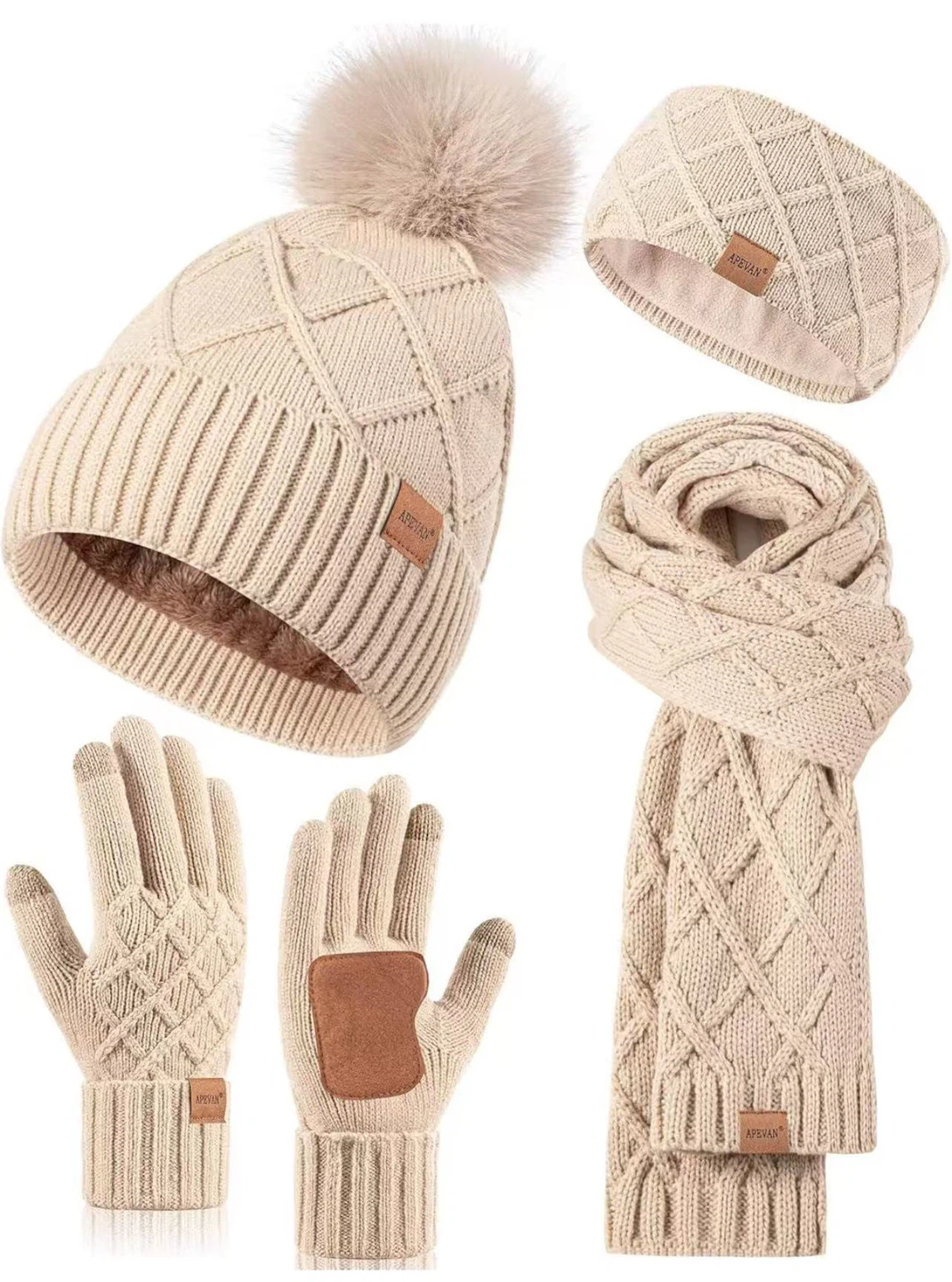 Winter Set: Beanie, Scarf, Gloves, Headband